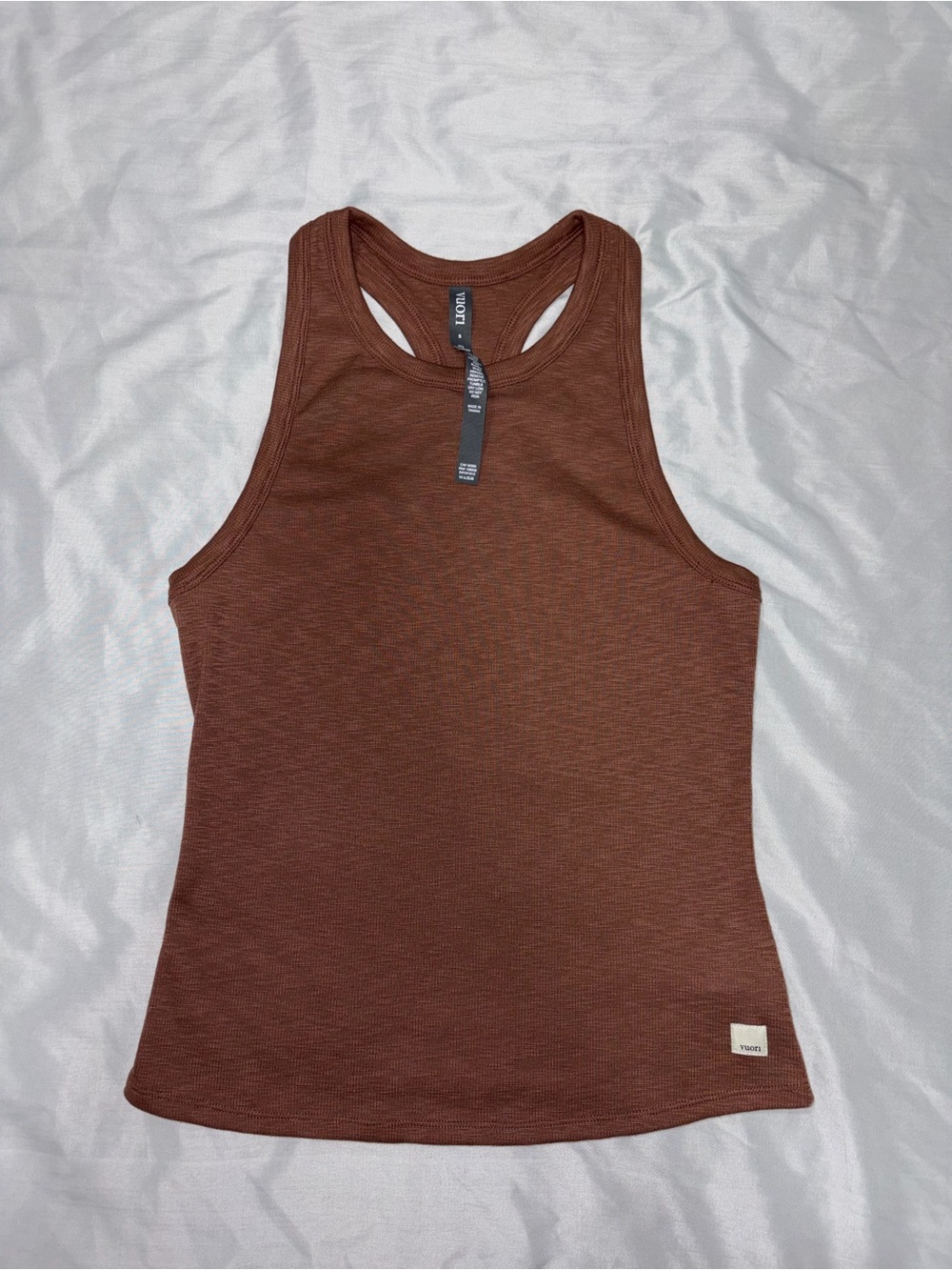 Vuori Rust-Brown Ribbed Racerback Tank